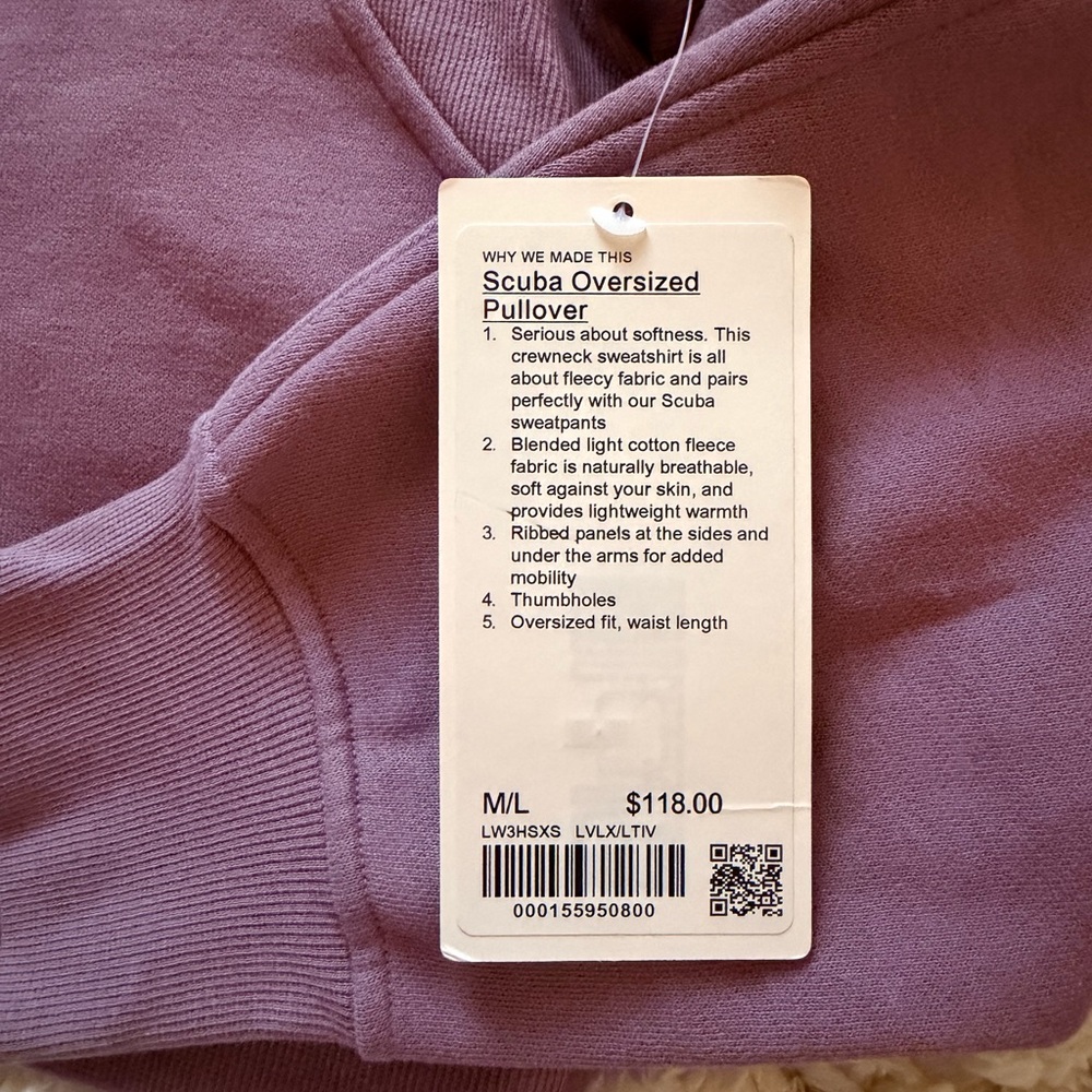Lavender Lux Light Ivory Scuba Oversized Pullover *Wordmark Lululemon - Picture 3 of 7